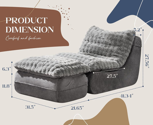 Sofa Couch Foam Sofa for Small Spaces Comfy Sofas with Footrest Couch Recliner Small Sofas for Living Room, Bedroom, Apartment (Grey)