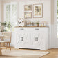 Buffet Cabinet with Storage, 47.2" Kitchen Sideboard Buffet with Drawers, Modern Farmhouse Coffee Bar Station with Shelves, Barn Doors Storage Cabinet for Living Room, White/Rustic Brown