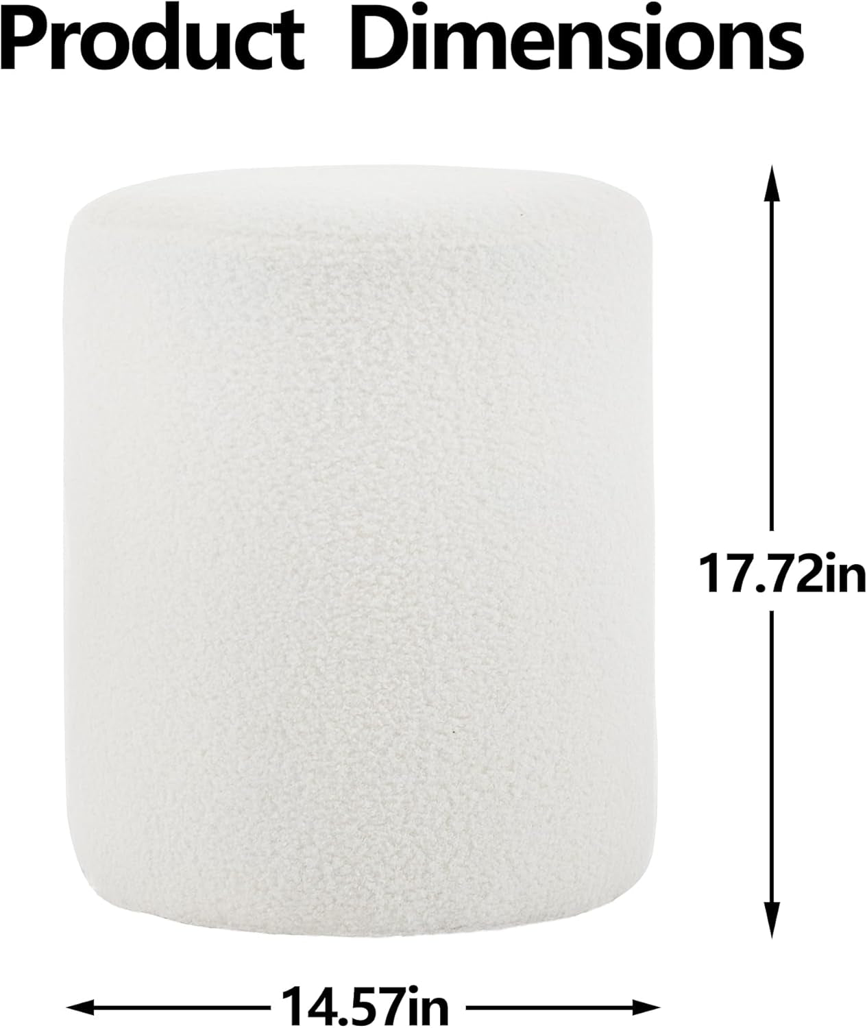Modern round Ottoman, Classic Foot Stool Ottoman, Teddy Fleece Upholstered Vanity Stool for Makeup, Bedroom, Living Room, White