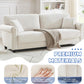 82.48" Velvet Upholstered Sofa Couch,3 Seater Couch Loveseat Sofa Furniture Comfy Couches for Living Room, Bedroom, Small Space(Beige White)