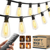 100FT LED Outdoor String Lights with Remote Waterproof Patio Lights with Shatterproof ST38 Replaceable Bulbs, Dimmable outside Hanging Light Connectable for Porch, Backyard, 2200K