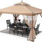 Patio Outdoor Gazebo 10X10 - Gazebo Canopy with Netting and Corner Frame Screen Wall for Backyard,Garden Lawn (Khaki)