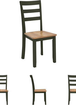 Gesthaven Contemporary Armless Dining Chair Set of 2 by Signature Design by Ashley, Solid Wood Frame, Contoured Mango Wood Veneer Seat, Adjustable Levelers, Green and Light Brown Finish