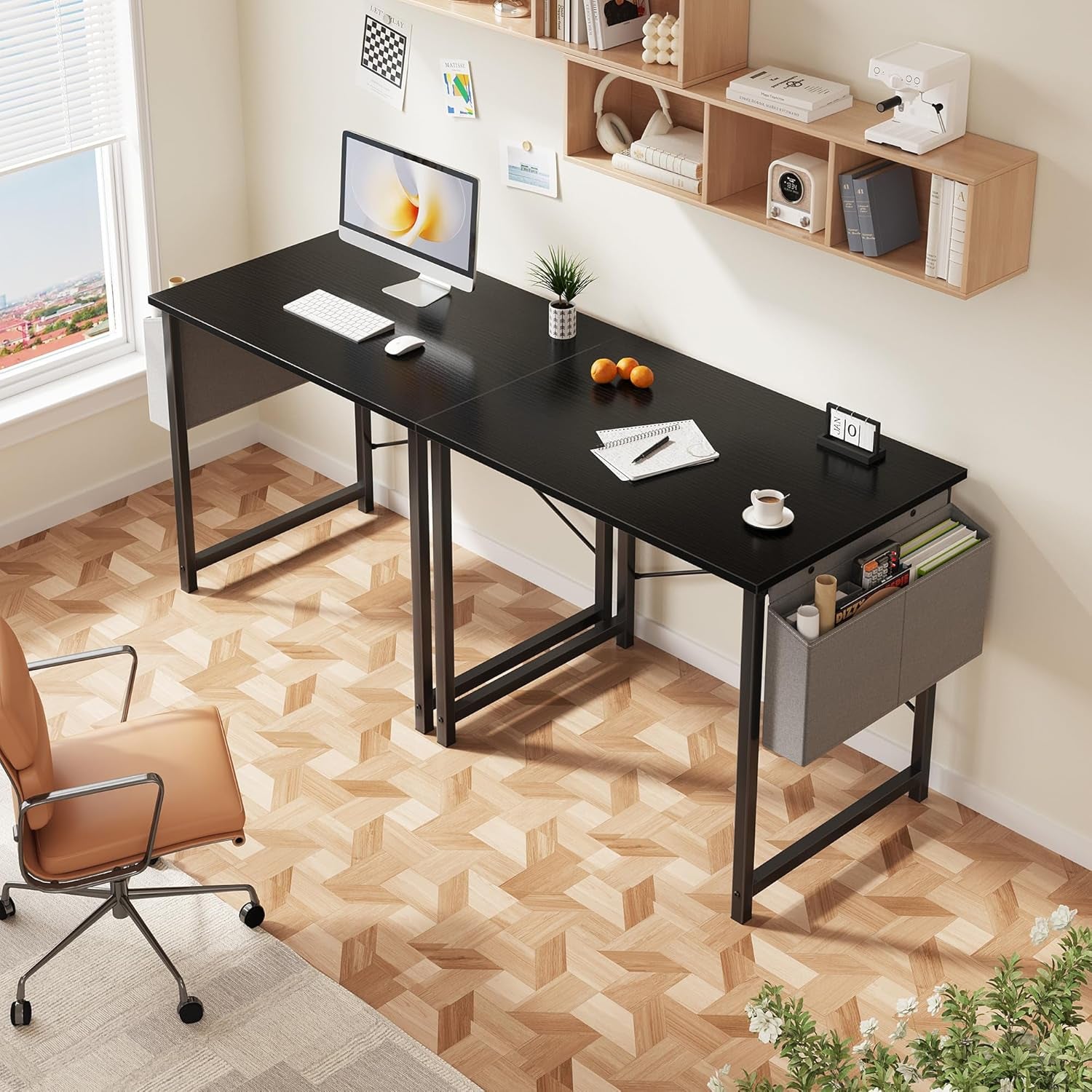Small Computer Desk for Bedroom 32 Inch Home Office Desks for Small Spaces Writing Gaming Work Study Table with Storage Bag Black