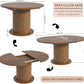 43.3 Inch 59 Inch Adjustable Size round Dining Table for 4 6, Unique Design Modern Farmhouse Kitchen Table, Circle Dining Tables with Wood Strip Base for Kitchen Living Room (Walnut)