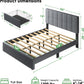 Full Bed Frame with 2 Storage Drawers, Sturdy & Durable with 12 Support Legs, 1300 Lbs Capacity, Solid Wooden Upholstered Adjustable Headboard for 6″–12″ Mattresses, Easy Assembly, Dark Gray