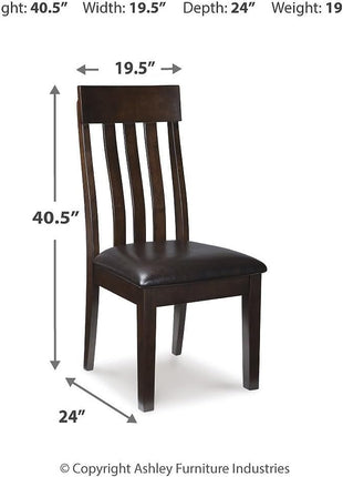 Ashley Signature Design Haddigan Set of 2 Dark Brown Faux Leather Cushioned Rake Back Dining Chairs