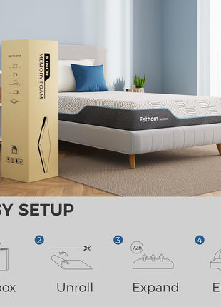 12-Inch Medium Queen Memory Foam Mattress with Cooling Gel and Removable Fiberglass-Free Cover, CertiPUR-US Certified for Back Pain Relief
