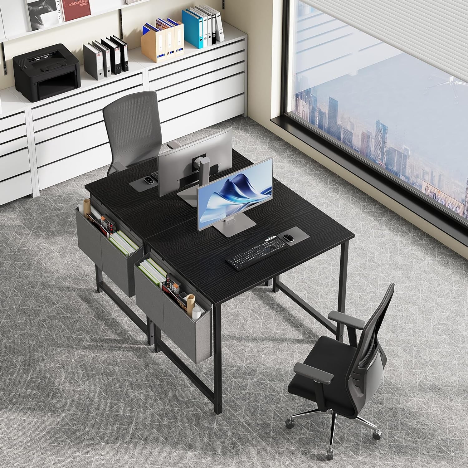 Small Computer Desk for Bedroom 32 Inch Home Office Desks for Small Spaces Writing Gaming Work Study Table with Storage Bag Black