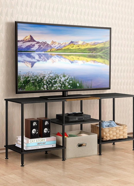 50-Inch Black Entertainment Center with Storage for 32 to 50-Inch TVs - Versatile Console Table for Living Room, Bedroom, and Office