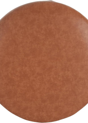GAVI 30-Inch Round PU Leather Ottoman Footstool, Upholstered Footrest and Modern Side Table for Living Room and Bedroom, Cognac Brown