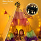 Teepee Tent for Kids, Toddler Teepee with Star Lights & Rainbow Tulle, Girls Princess Play Tent, Foldable Kids Teepee Tent for inside Playhouse Kid Toy Gift
