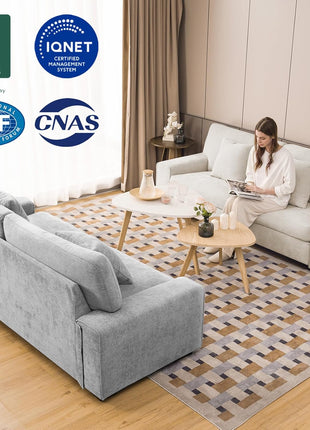 Contemporary Chenille Loveseat Sofa for Living Room with Recliner, Removable Cover, Spring Cushions, Solid Wood Frame, Easy Assembly for Small Spaces (71.25 Inch, Beige)