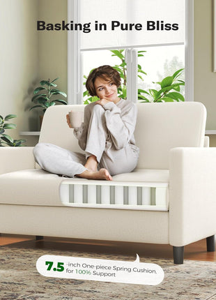 Beige 51" Teddy Loveseat Sofa for Compact Areas - Elegant All-Wood Construction with Effortless Assembly - Perfect for Living Rooms and Bedrooms