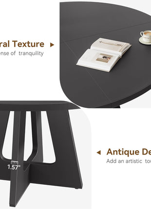 47-Inch Round Farmhouse Style Dining Table Set for 4 to 6, Wooden Top and Legs in Grey - Chairs Not Included