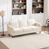 80" Chenille Sofa, 3 Seater Couch, Mid Century Modern Couches with Solid Wood Legs for Living Room & Bedroom, Beige