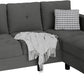 Convertible Sectional Couches for Living Room, L-Shaped Couch 3 Seat Sectional Sofa Set with Corduroy Fabric and Movable Ottoman Small Couch for Apartments, Office（Dark Grey）