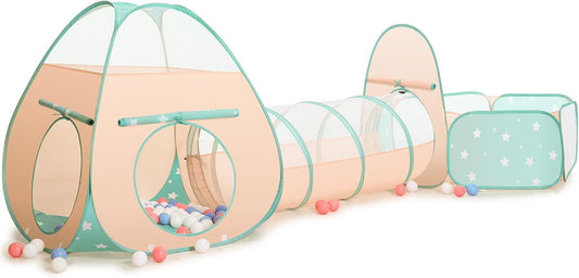 3 in 1 Kids Play Tent with Baby Ball Pit and Play Tunnel, Toddler Climbing Toys for Boys, Girls, Babies, Indoor Outdoor Pop up Playhouse Tunnel Toys (Balls NOT Included)