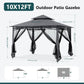 Outdoor Garden Gazebo for Patios with Stable Steel Frame and Netting Walls (10X12,Dark Gray)