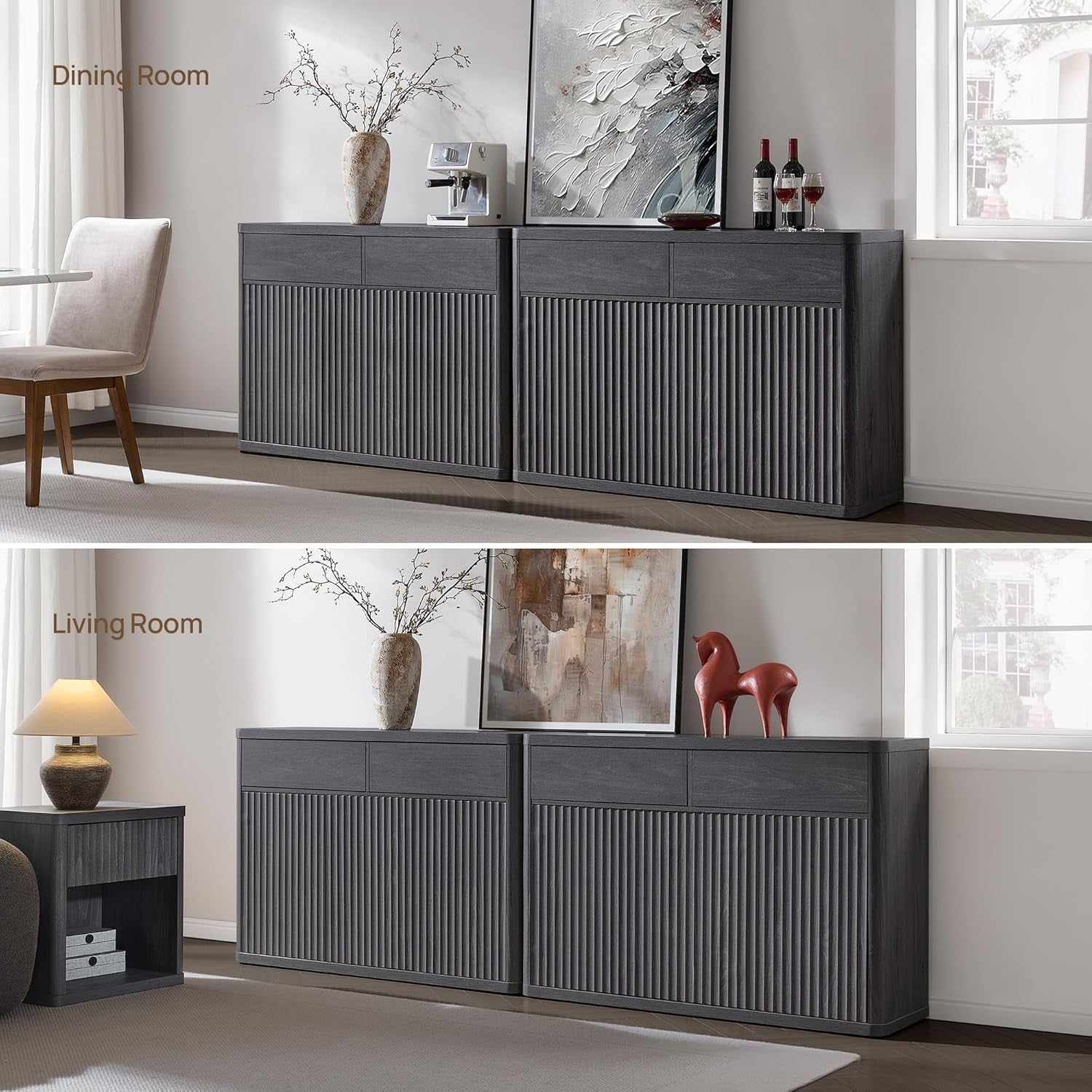 Buffet Cabinet with Storage - Storage Cabinet Sideboard with Doors & Shelves Accent Credenza Buffet Table with 2 Drawer Buffets & Sideboards for Living Room Dining Room Kitchen Entryway Office