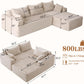 105" Cloud Sectional Couch with L-Shape Chaise,Modern Modular Sofa with Deep Seat, Upholstered Couches for Living Room Bedroom,No Assembly Required, Beige(Plush Corduroy Fabric)