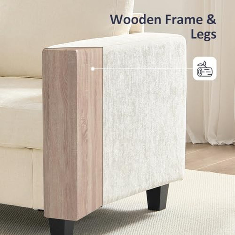 6 Seat Chenille Sectional Sofa Set for Living Room Furniture Set,3 PCS Modern Couch Set,82" Width 3 Seat Couch & Loveseat & Armchair with Solid Wood Legs and Thick Cushion(3+2+1Seat/Beige)