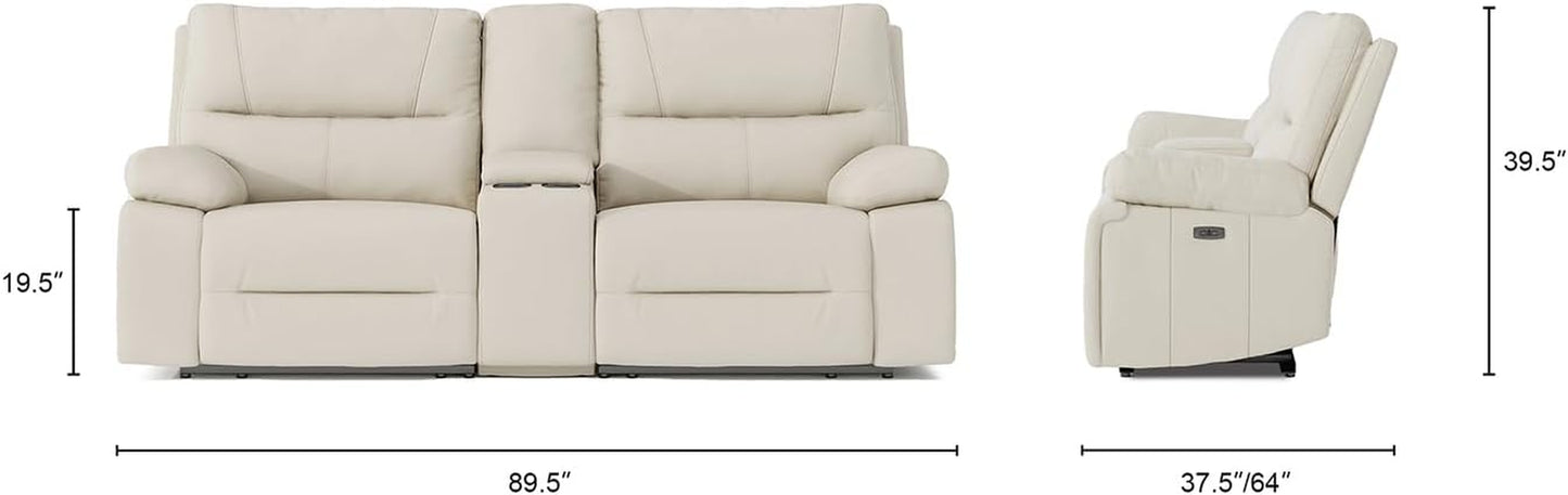 Malibu 79" Modern Power Motion 3-Piece Reclining Loveseat Sofa with Cup Holders, Cream Taupe Beige