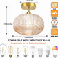 Semi Flush Mount Ceiling Light,Vintage Ceiling Light Fixture,Hallway Lighting Fixture with Amber Glass Shade,Globe Glass Light Fixture,Kitchen Lighting Fixtures Ceiling for Bedroom,Bathroom,Porch