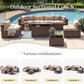 8 Piece Patio Furniture Set with 44” Fire Pit Table Wicker Rattan Outdoor Sectional Sofa Set with Coffee Table and Thickened Cushions, Beige (Waterproof Cover Included)
