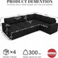 108 Inch Modular Sectional Sofa with Pull Out Bed, U Shaped 7 Seat Sectional Sleeper Sofa with Storage, Sectional Couches for Living Room,Cloud Modular Couch, Removable Sofa Cover, Black