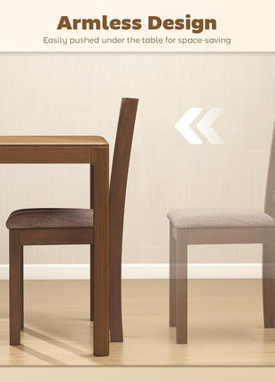 Set of 2 Mid-Century Modern Dining Chairs with Solid Wood Frame and Linen Fabric Upholstery in Walnut and Taupe for Dining and Living Areas