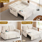55" Convertible Sofa, 3-In-1 Sleeper Sofa with Pull-Out, Velvet Futon Couch with Adjustable Backrest and USB, Modern Loveseat for Living Room Apartment, Light Beige