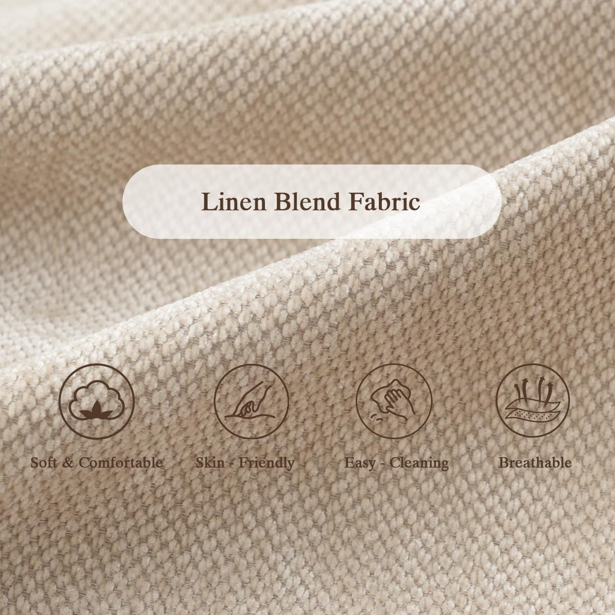 Modular Sectional Sofa Cloud Couch, 119.29" L Shaped Couch with Chaise Ottoman, Linen Blend Fabric Minimalist Deep Seat Sectional Couches for Living Room, Khaki Sofa Covers Washable&Removable