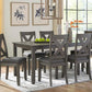 Caitbrook Rustic 7-Piece Dining Set – Rectangular Table with 6 X-Back Upholstered Chairs, Gray