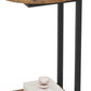 Side Table Small End Table, C-Shaped Wood Sofa Table with Metal Frame for Living Room, Bedroom, Small Spaces (Rustic Brown)