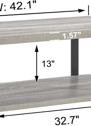 Modern Rustic Coffee Table with Storage Shelf - Industrial 2-Tier Rectangle Design in Light Grey for Living Room