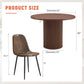 round Dining Table Set for 4, Wooden round Table 5-Piece with Modern Farmhouse Dining Table and 4 Suede Leather Chairs for Kitchen Dining Room, Walnut Table + 4 Brown Chairs