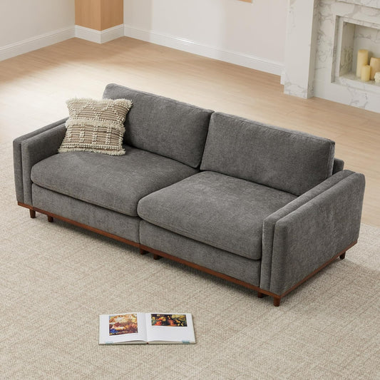 Super Large Luxury Loveseat Sectional Modular Sofa, down Filled Modern Sofa, Deep Seat Comfty Cloud Couch, 83 Inch Width, 2 Seat Couch, Solid Wood Leg, Grey