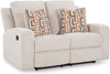 Danum Modern Tufted Manual Reclining Loveseat with 2 Accent Pillows, Beige