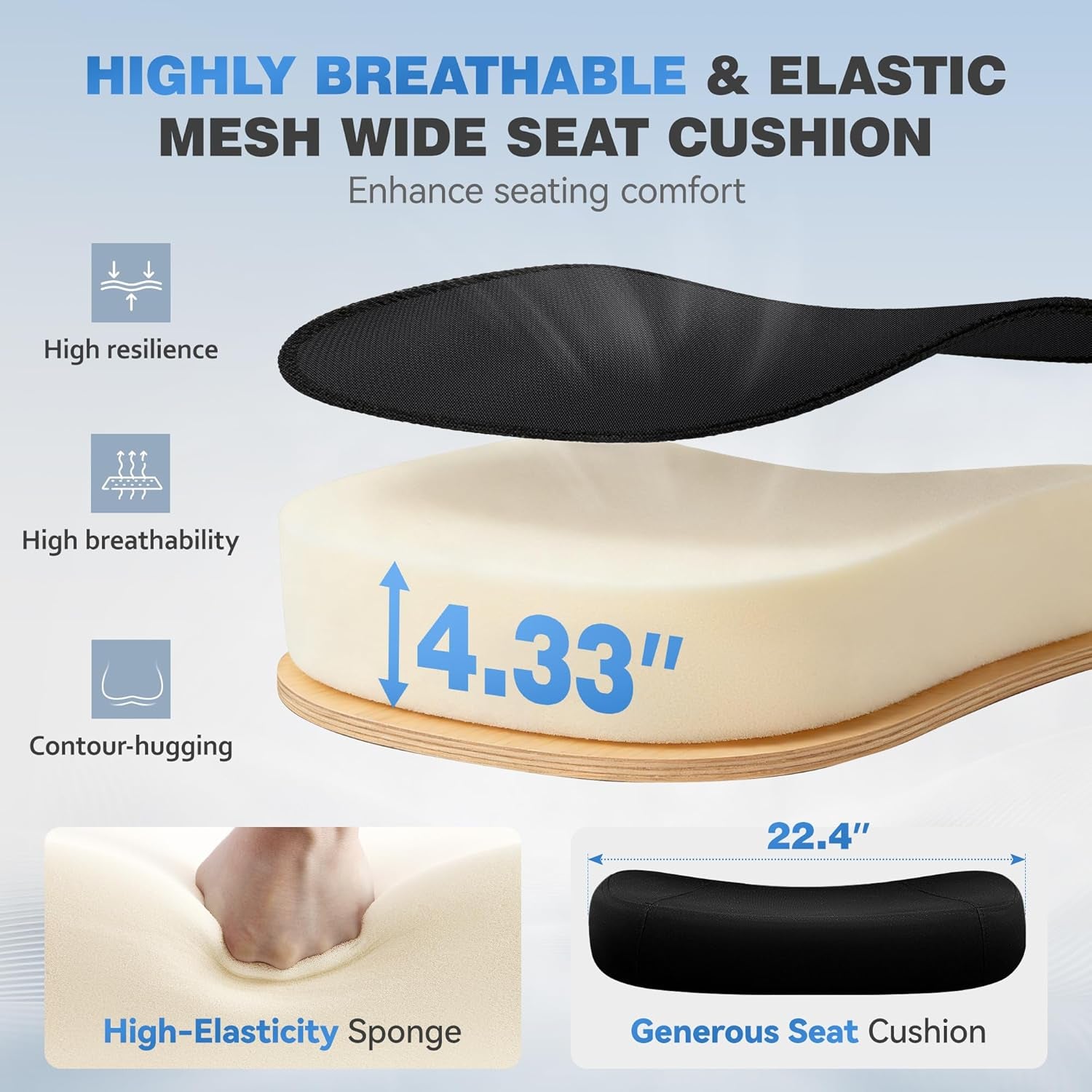 Ergonomic Office Desk Chair, High Back Mesh Office Chair with Adjustable Lumbar Support, 3D Headrest, Big and Tall Home Computer Desk Chairs Comfy for Work, Gaming, 300Lbs, Black