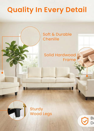 Chic 6-Piece Chenille Sectional Sofa Set for Comfortable Gatherings and Modern Living Decor
