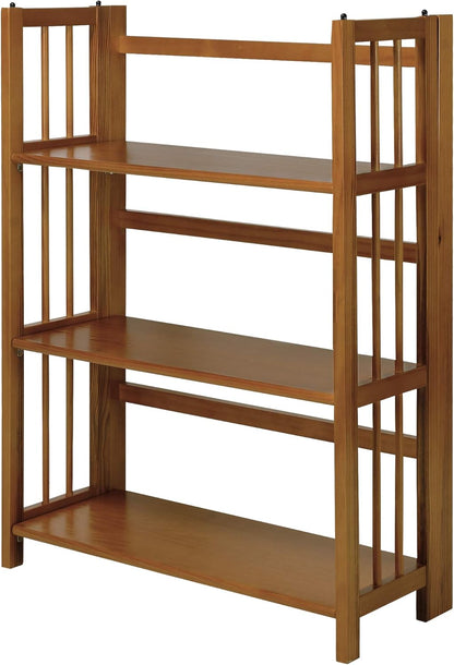 3-Shelf Stackable 27.5" Wide-Chestnut Fold Bookcase