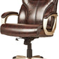 Executive High Back Office Desk Chair, Adjustable Height, Tilt, Swivel, One Size, Brown/Gold