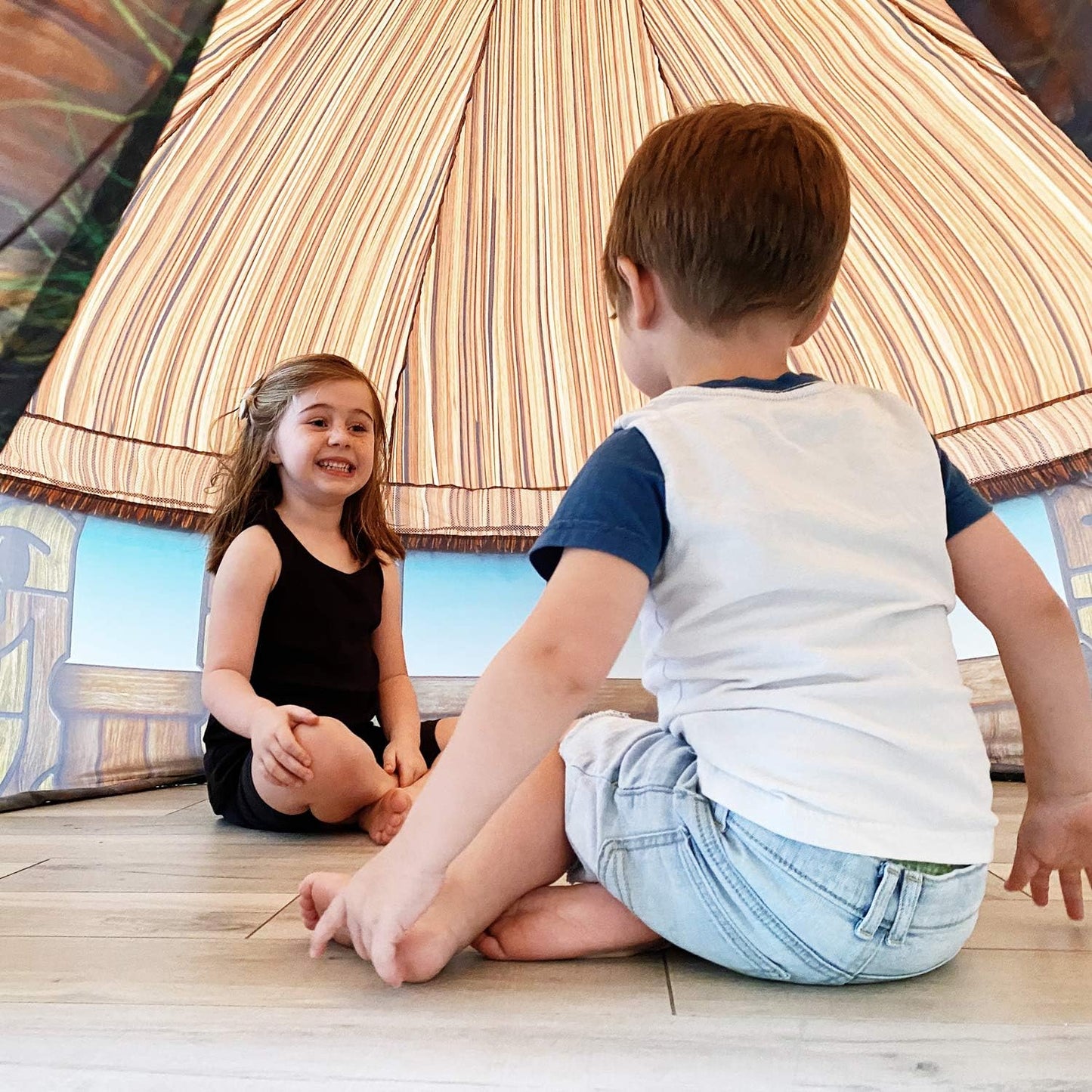 The Original Patented Airfort - Build a Fort in 30 Seconds, Inflatable Fort for Kids, Play Tent for 3-14 Years, a Playhouse Where Imagination Runs Wild, Fan Not Included (Tiki Hut)