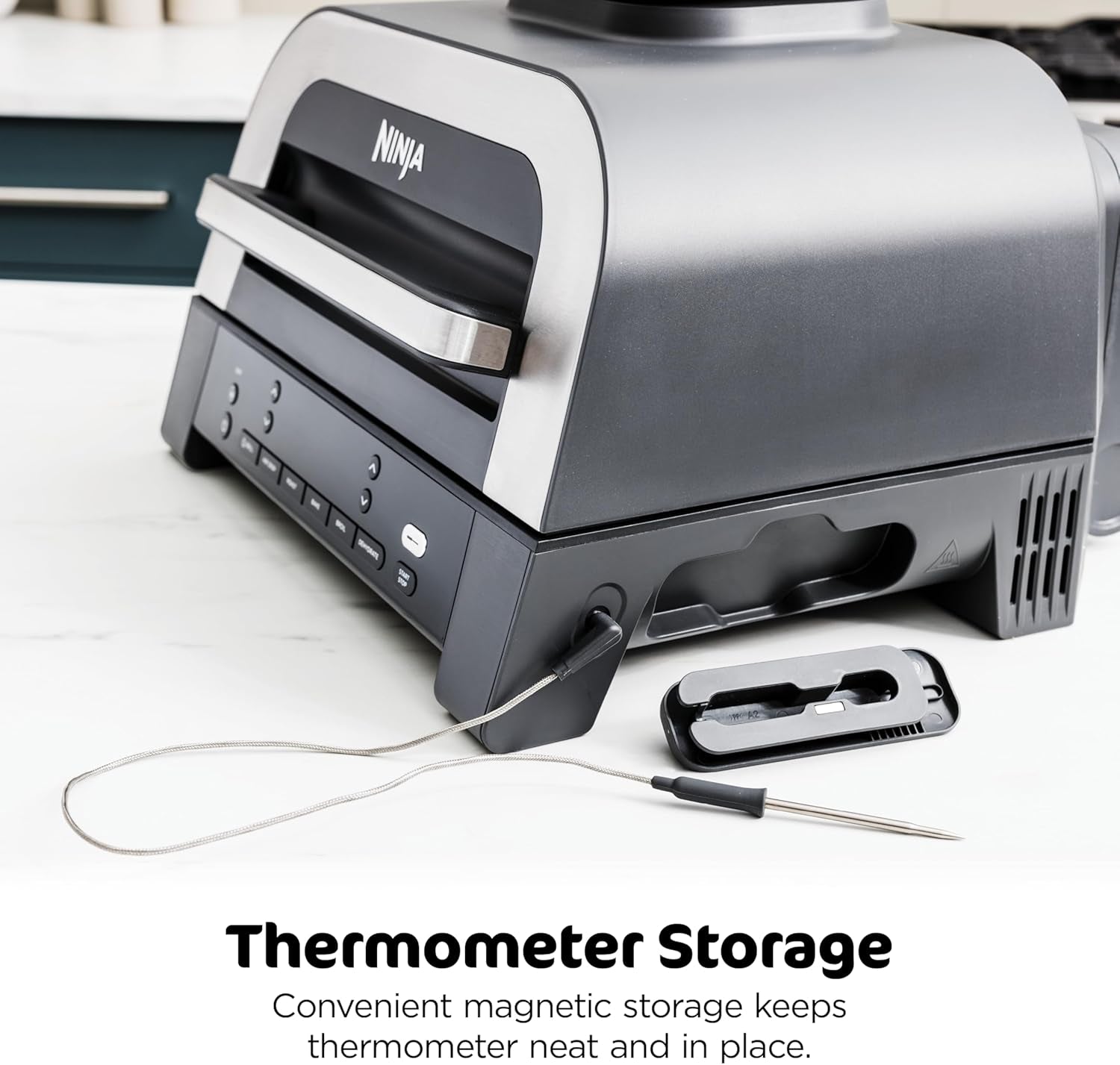 DG551 Foodi Smart XL 6-In-1 Indoor Grill with Air Fry, Roast, Bake, Broil, & Dehydrate, Foodi Smart Thermometer, 2Nd Generation, Black/Silver