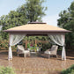 Canopy Tent 13X13 Ft, Pop up Gazebo One-Push Setup with 4 Sandbags for Backyard Parties and Bbqs, Mosquito Netting & Height Adjustable - Khaki & Coffee