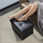 Storage Ottoman Folding Foot Rest Stool, Leather Footstool Bench, Short Ottoman Stool, Storage Foot Rest Store, Books (Black, 17" D X 13" W X 13" H)