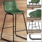 Bar Stools Set of 3, 26 Inches Counter Height Bar Stools with Back, Modern Faux Leather Barstools with Metal Legs and Footrest, Bar Chairs for Kitchens Island (Green)