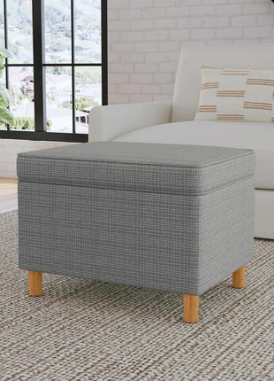 Dinah Collection Modern Storage Ottoman with Sage Mini Grid Pattern for Living Room and Bedroom