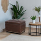 Faux Leather Storage Ottoman Bench Rectangle 24 Inch Foot Rest Ottomans (Brown)